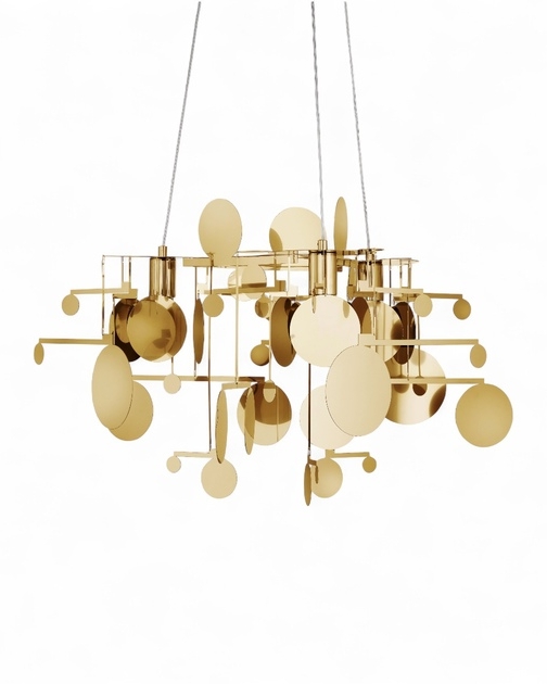 Lampada a sospensione in acciaio dorato serie 'Balance', design Fundamental Berlin