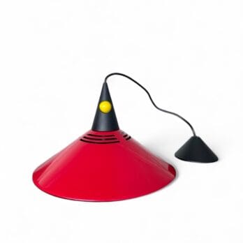 Red, vintage Memphis-style pendant lamp, Brilliant AG, 1980s
