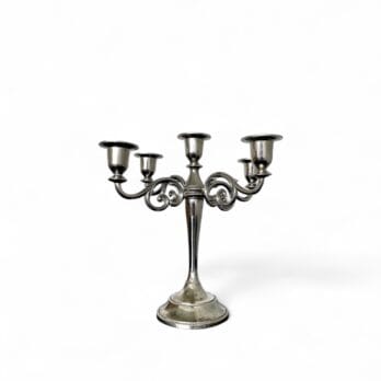 Vintage 5-arm silver-plated metal candle holder