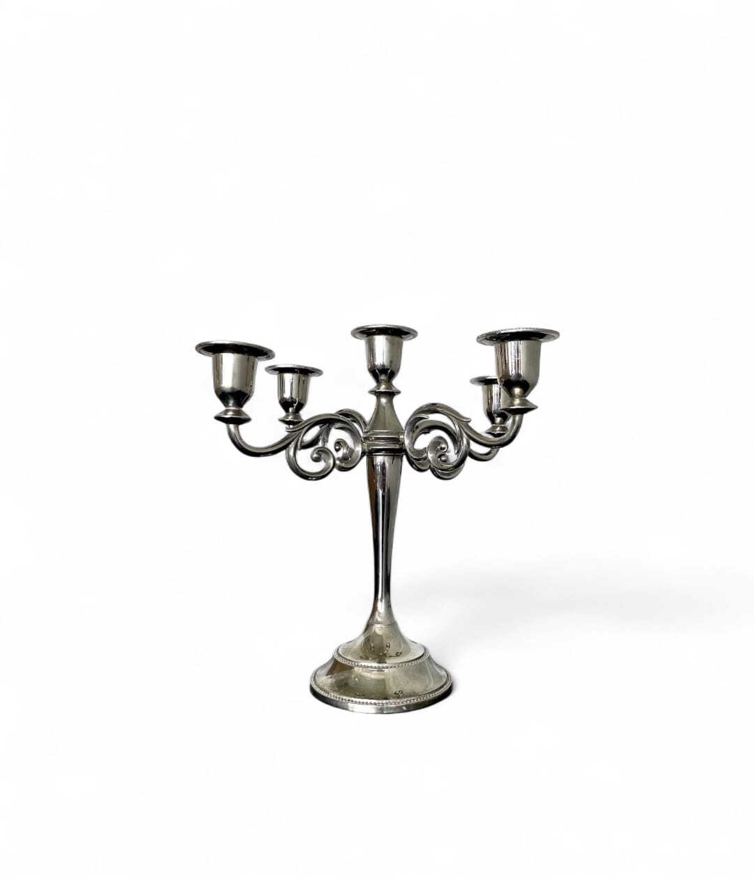 Vintage 5-arm silver-plated metal candle holder