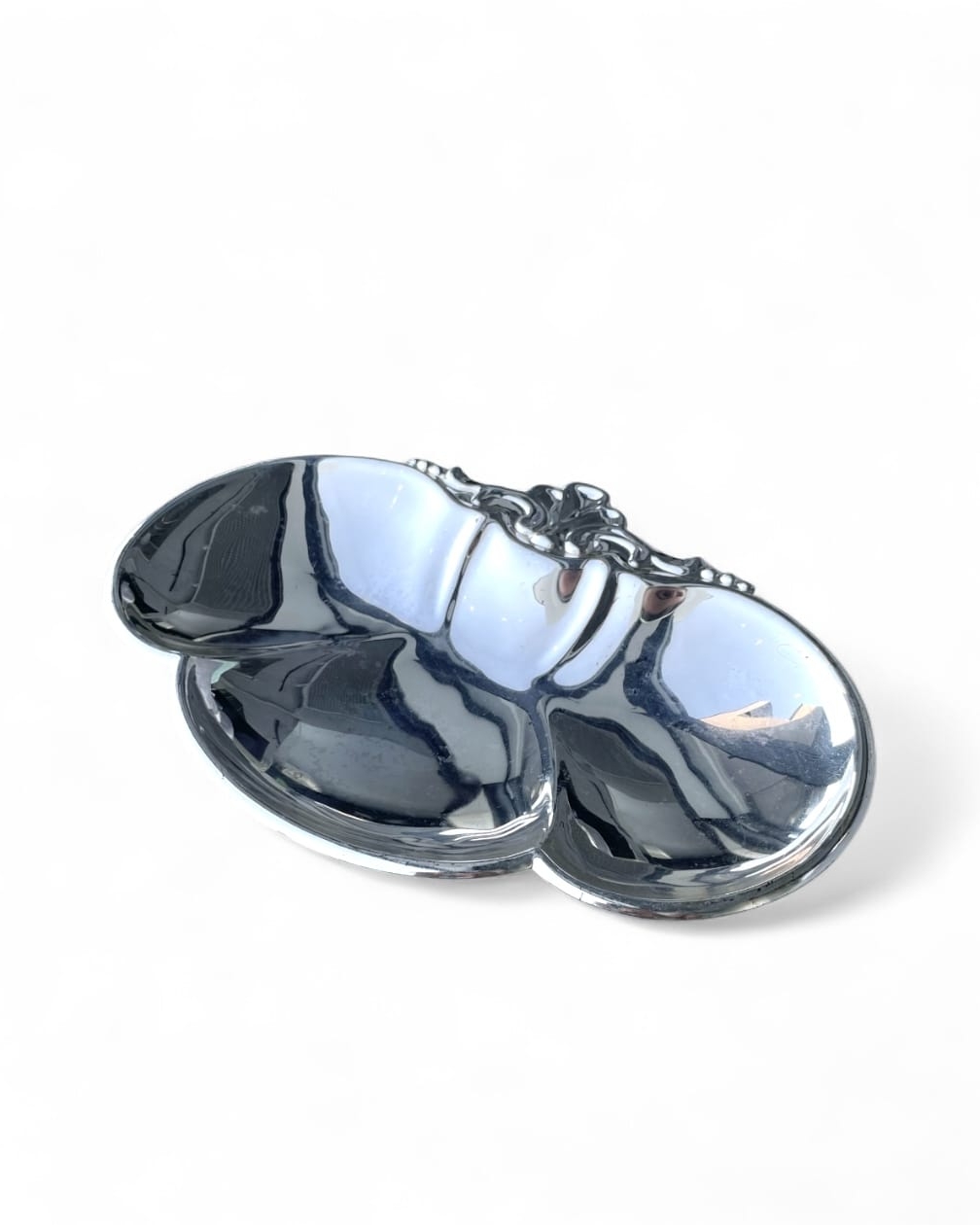 Centrotavola vintage ovale in silver plated decorato