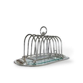 Vintage toast holder with swans in oval tray and original box