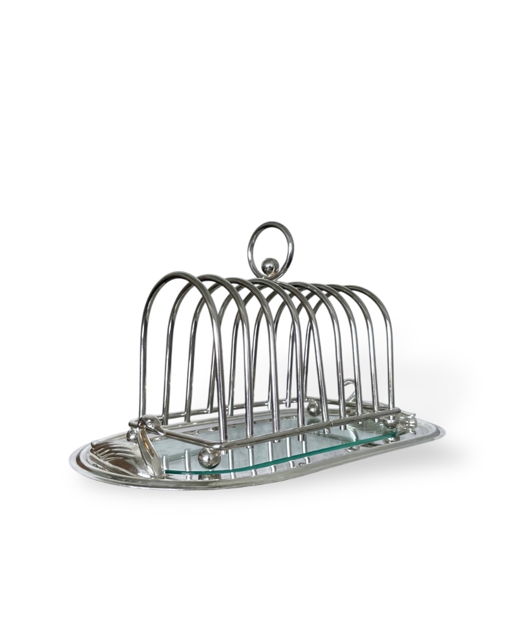 Porta toast vintage con cigni in vassoio ovale e scatola originale