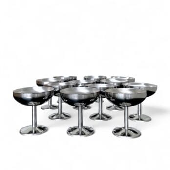 Set di 12 coppe in acciaio inox vintage