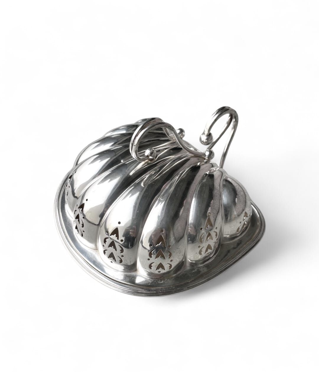 Grande burriera o porta formaggi vintage CWS con coperchio a conchiglia e vassoio