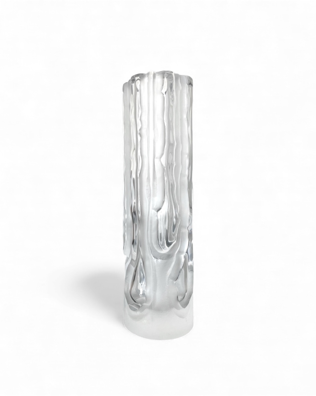 Vaso cilindrico vintage in cristallo smerigliato, Kristall Krisla