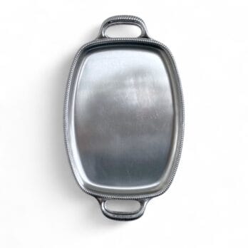 Vintage stainless steel oval tray with handles, Motta Metallurgica