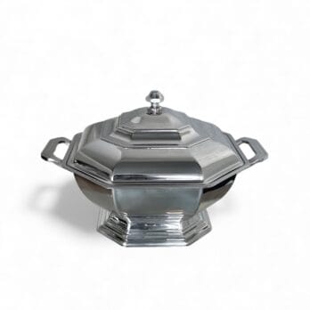 Zuppiera ottagonale vintage in acciaio inox 18/10 con coperchio