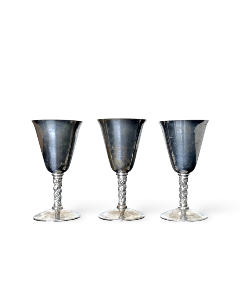 Set di 3 calici vintage in silver plated, Venecia - Made in Spain
