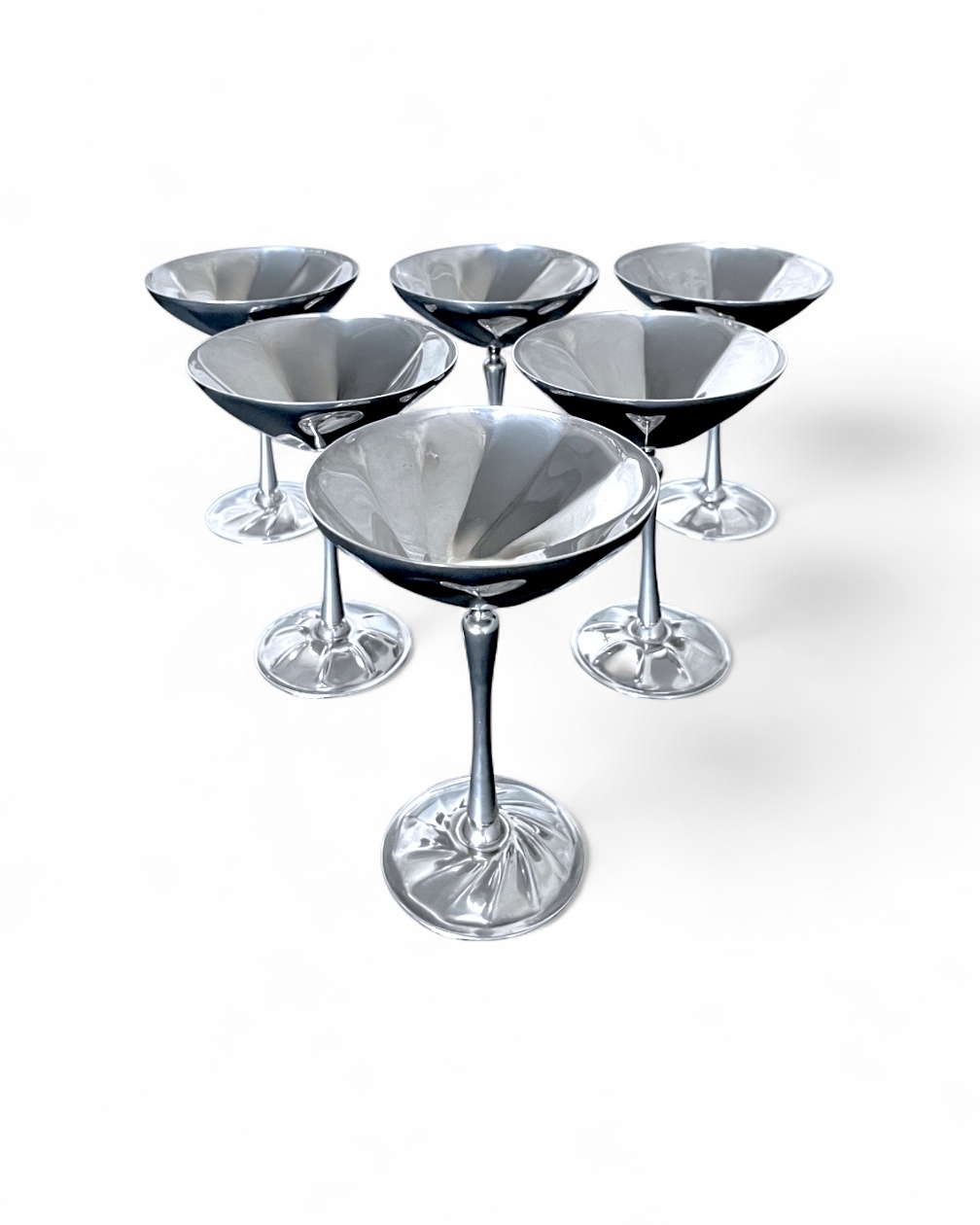 Set di 6 calici vintage placcati Argento e Oro, Metal Art Pd