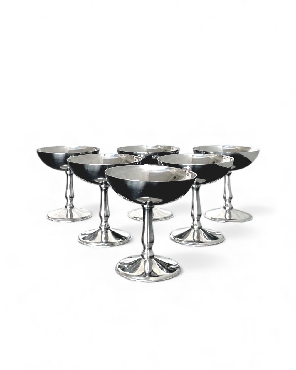 Set di 6 coppe vintage Gnutti in acciaio inox