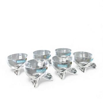 Set of 6 vintage crystal cups, Arch. Taddei-Sestini for Kristall Krisla with original box