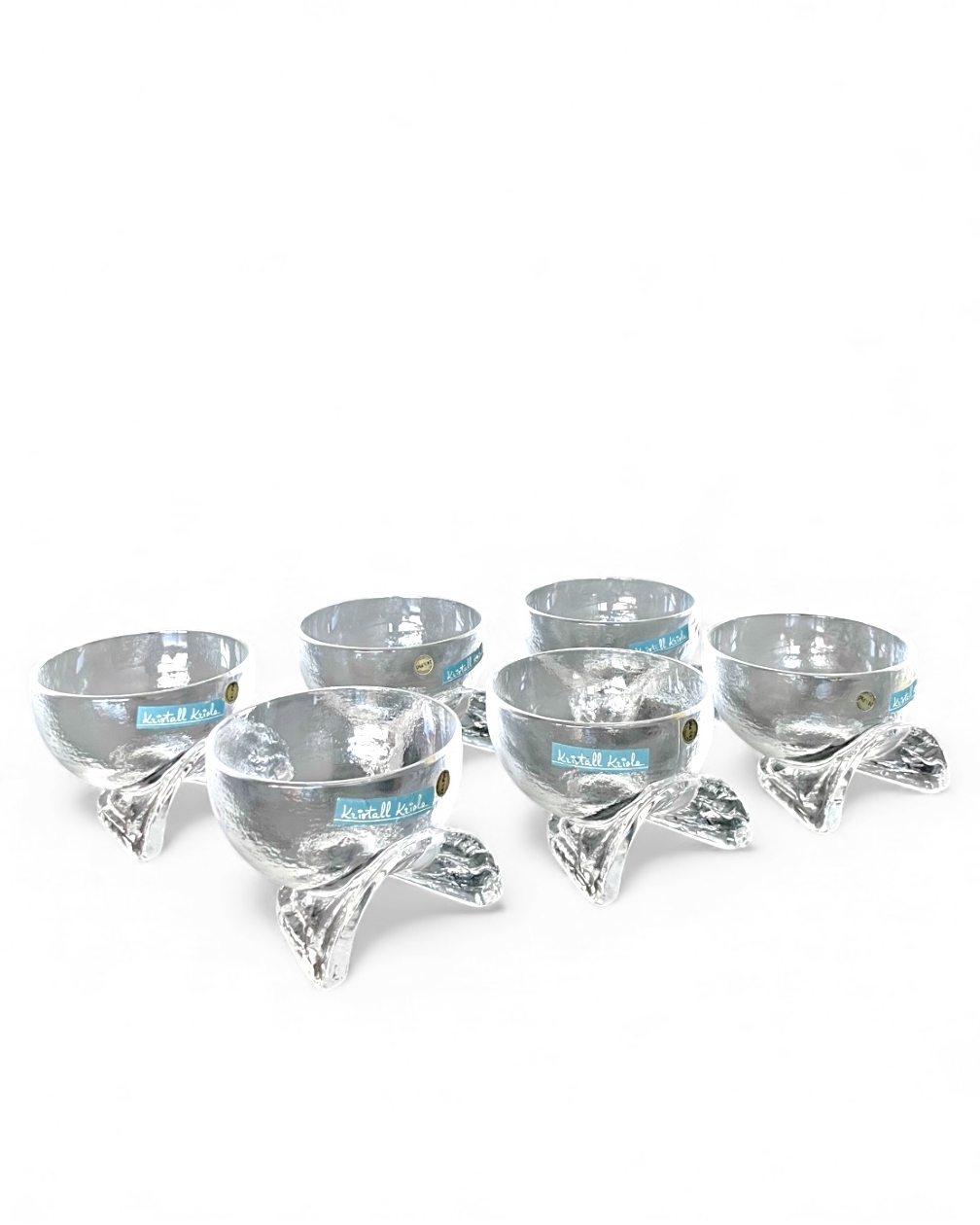 Set di 6 coppe vintage in cristallo, Arch. Taddei-Sestini per Kristall Krisla con scatola originale