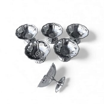 Set di 6 coppette da dessert vintage in acciaio lavorato