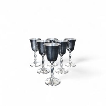 Set di 6 piccoli calici vintage in metallo argentato
