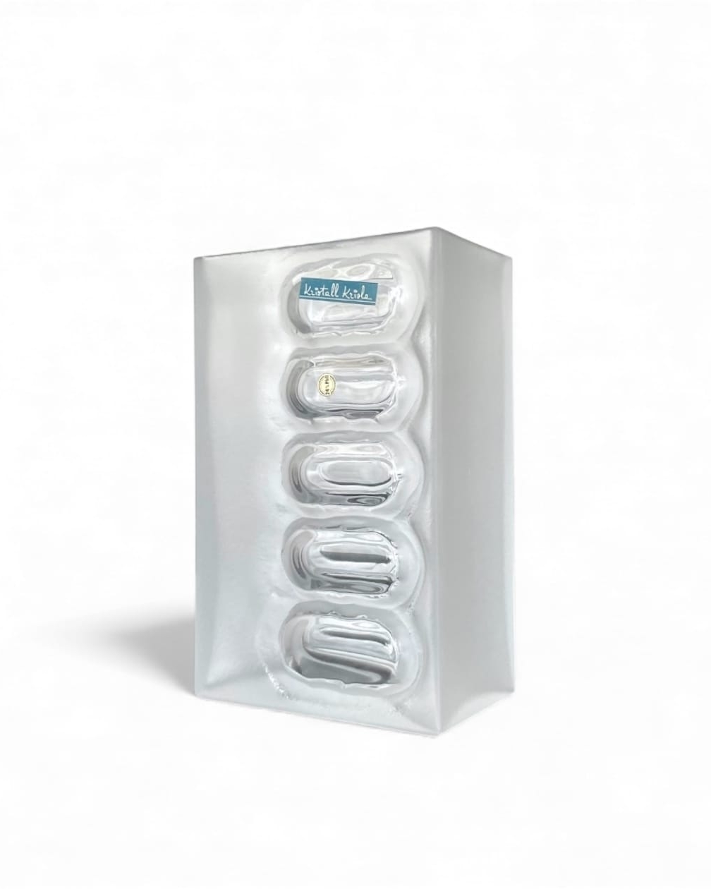 Vintage rectangular 'Frost' crystal vase, Kristall Krisla