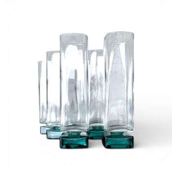 6 green 'Monet' champagne flutes by Bormioli