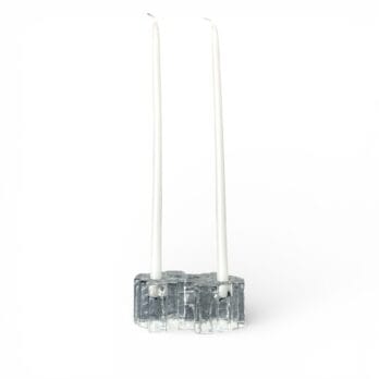 Candeliere in vetro massiccio a 2 candele, design in stile nordico