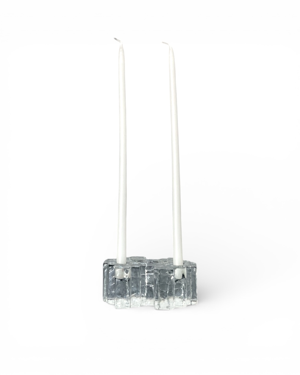 Candeliere in vetro massiccio a 2 candele, design in stile nordico