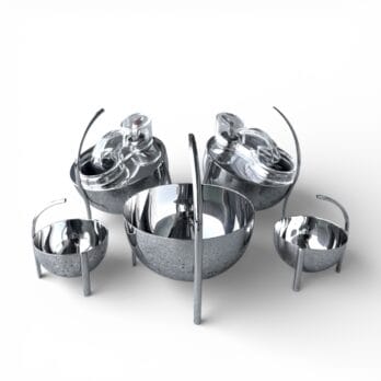 Set completo vintage in acciaio inox 'Opasis', design Enzo Mari per Zani & Zani