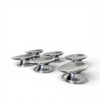 Set di 6 coppette vintage di forma allungata in acciaio inox