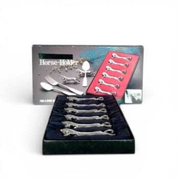 Vintage horse-shaped knife rest with original box