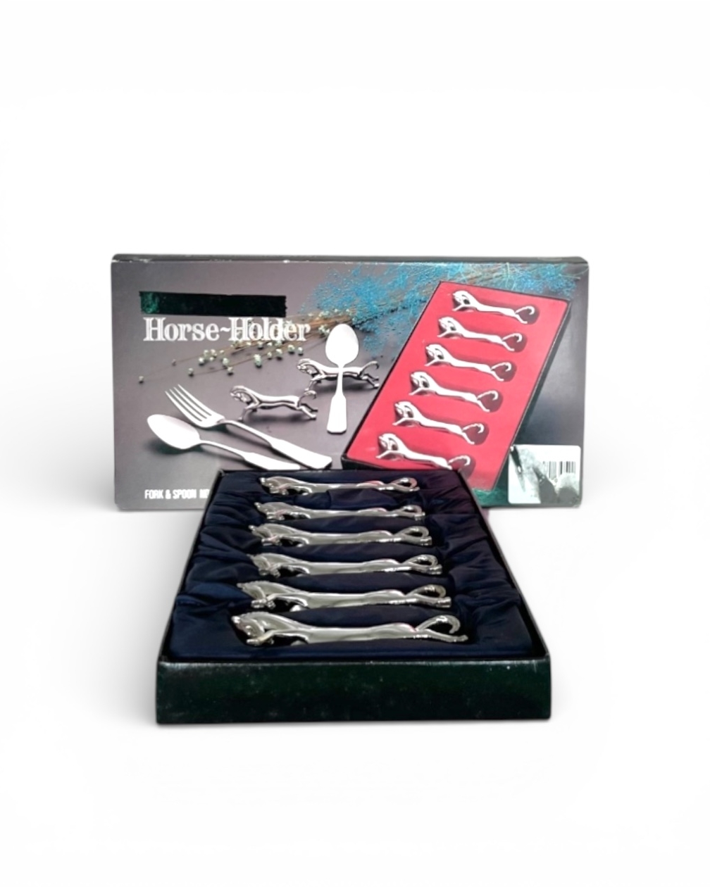 Vintage horse-shaped knife rest with original box