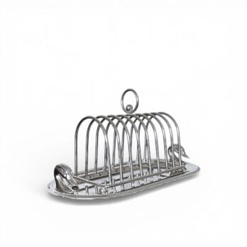 Porta toast vintage con teste di anatra in vassoio ovale