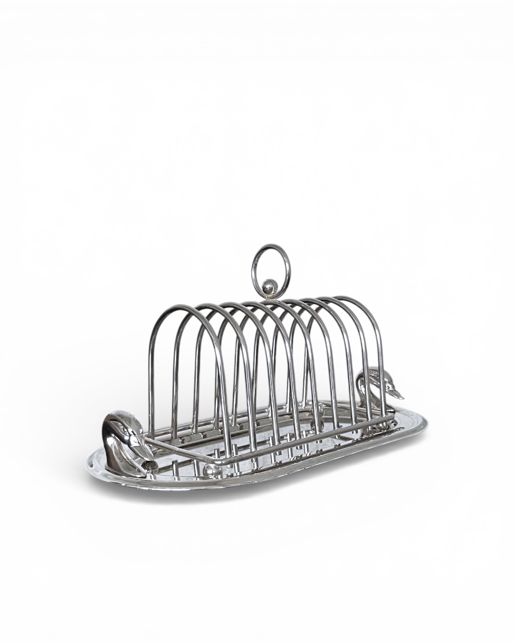 Vintage toast holder with duck heads in oval tray