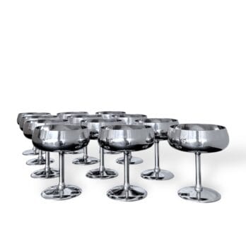 Set di 12 coppe vintage bombate in acciaio inox 18/10