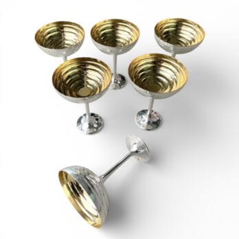 Set di 6 calici vintage silver e gold plated, made in Italy