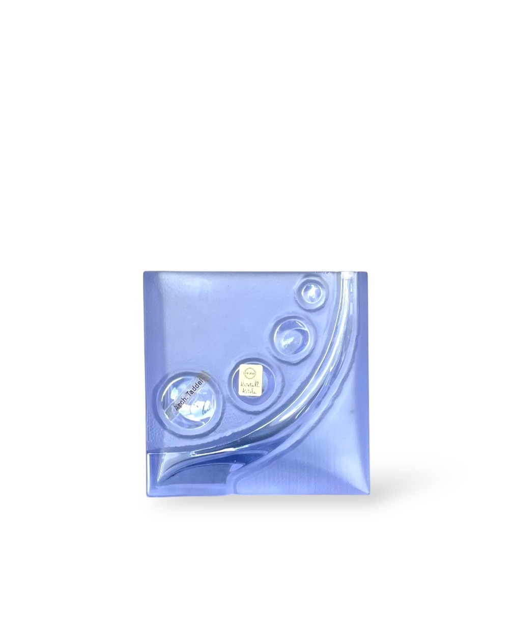 Vintage square vase in alexandrite crystal, Arch. Taddei-Sestini for Kristall Krisla