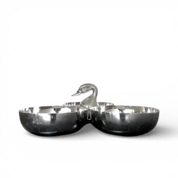 Vintage three-compartment centrepiece with duck-head handle