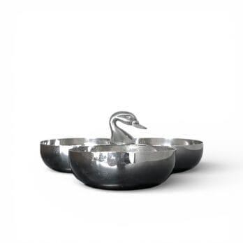 Centrotavola vintage a tre scomparti con manico a forma di testa di anatra