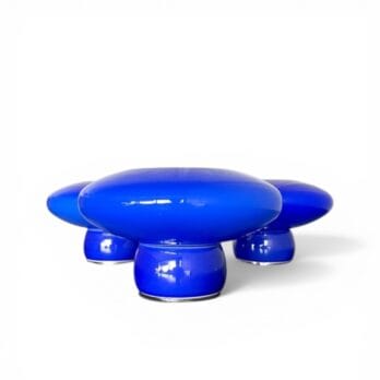 Set di 3 applique 'Edison' in ceramica e vetro blu elettrico, design Valerio Sacchetti per Sirrah, anni '80