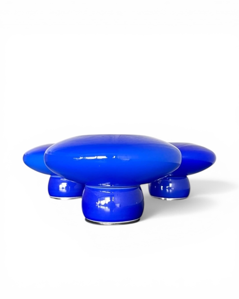 Set di 3 applique 'Edison' in ceramica e vetro blu elettrico, design Valerio Sacchetti per Sirrah, anni '80