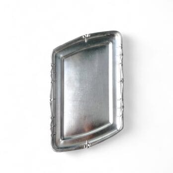 Vintage rectangular asymmetric stainless steel tray, Mepra