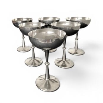 Set of 6 vintage silver-plated wine glasses with decorated stems